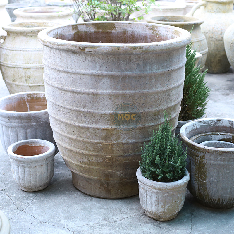 4054 Men Mỹ Thuật Chậu Tulip Sọc Ngang 80x80x87